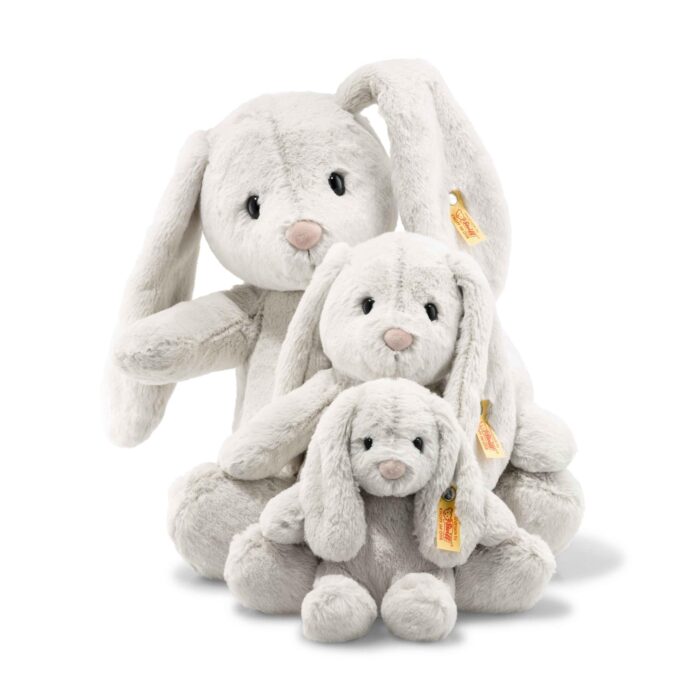 Steiff Hoppie Hase 18 cm hellgrau, Plüschtier Hase mit Schlappohren, Soft Cuddly Friends, flauschiges StofftierKuscheln – Bild 5