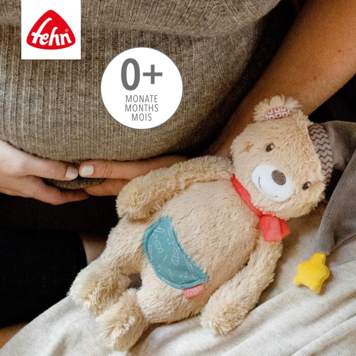 Fehn Kuscheltier Bär Bruno – Weicher Teddybär für Neugeborene als Einschlafhilfe - Stofftier zum Greifen – Bild 5